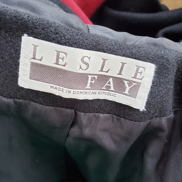 Vintage Leslie Fay Wool Blend Black Gray Maroon Hooded Boho Bomber Jacket XL - Picture 11 of 14